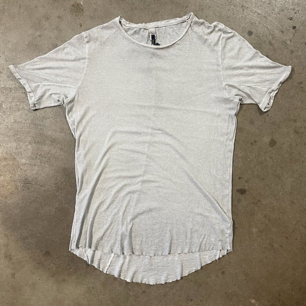 Manuel Marte Elongated Scoop Hem Light Gray 100% Cotton Fashion T Shirt Size L